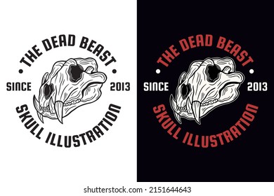 Set Dark illustration Beast Skull Bones Head Hand drawn Hatching Outline Symbol Tattoo Merchandise T-shirt Merch vintage