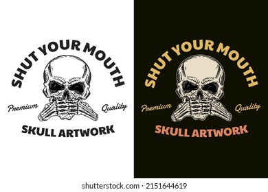 Set Dark illustration Skull Bones Head Hand drawn Hatching Outline Symbol Tattoo Merchandise T-shirt Merch vintage