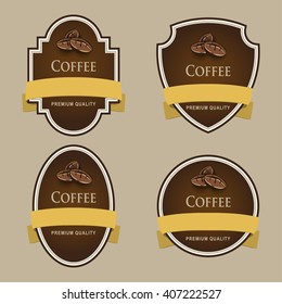 Set of dark labels. Coffee theme. Grouped for easy editing. Perfect for labels for coffee, chocolate, liquor, shampoo, shower gel and etc.