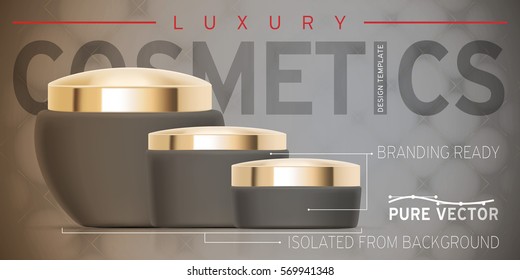 Set of dark Luxury cosmetic packaging collection flyer