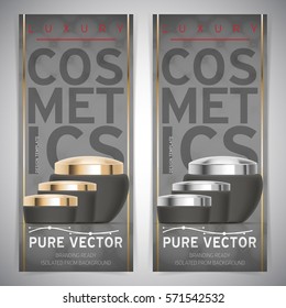 Set of dark Luxury cosmetic packaging collection flyer