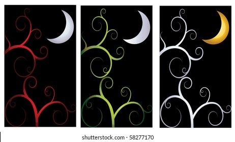 A set of dark night themed abstract backgrounds for Halloween