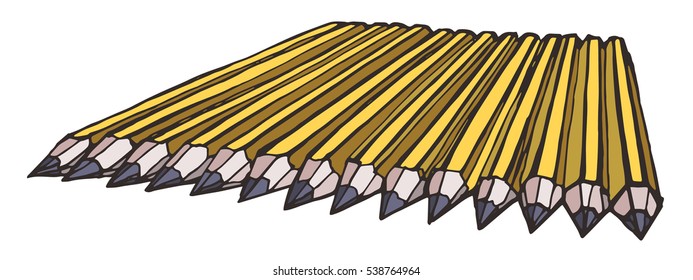 Set dark pencils on white background. Vector sketch illustration.
