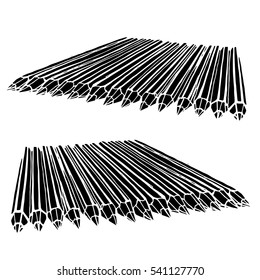 Set dark pencils on white background. Vector sketch illustration.