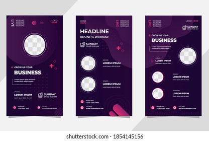 Set of Dark purple liquid background for Social media stories post template, business webinar, marketing webinar, Education, Online Class program, Etc