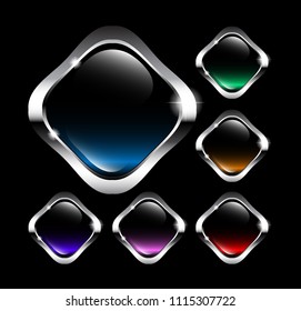 Set of dark rounded square backgrounds, with space for your text. Vector illustration