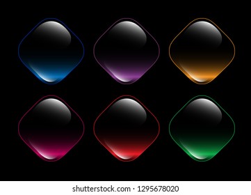 Set of dark square blank backgrounds with space for your text. Vector illustration.
