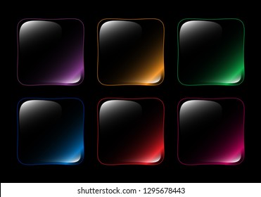 Set of dark square blank backgrounds with space for your text. Vector illustration.