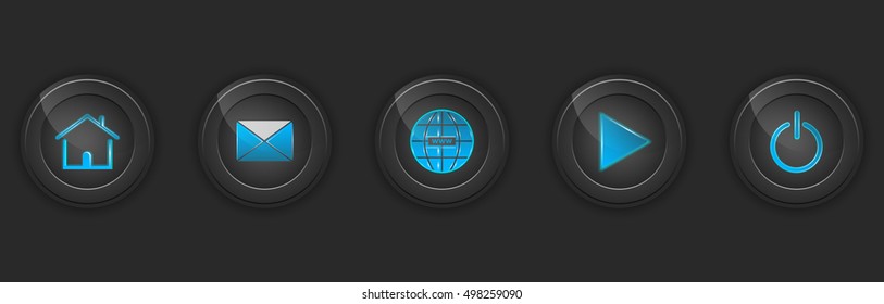 Set of dark vector buttons for web design.