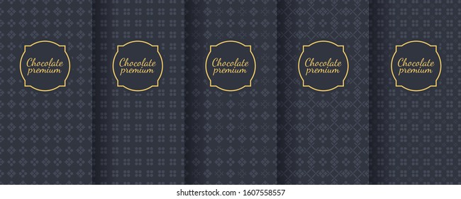 Set of dark vintage seamless backgrounds for luxury packaging design.