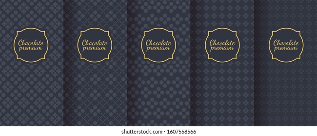 Set of dark vintage seamless backgrounds for luxury packaging design.