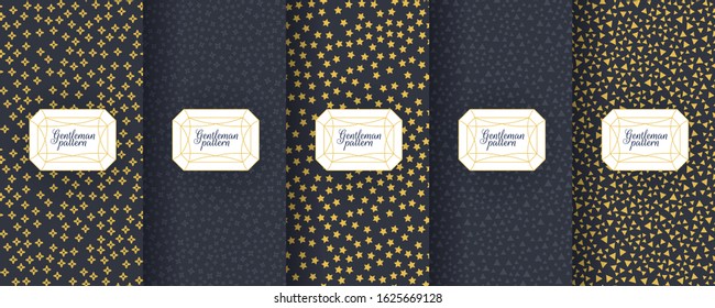Set of dark vintage seamless backgrounds for luxury packaging design.