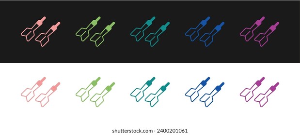 Set Dart arrow icon isolated on black and white background.  Vector