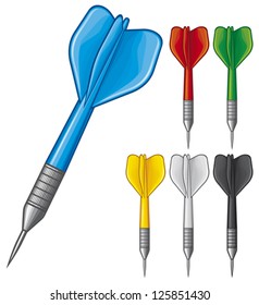 set of darts in 6 colors