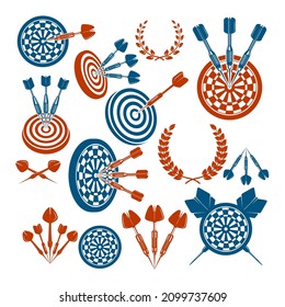 Set of darts design elements. Design element for logo, label, sign, emblem. Vector illustration