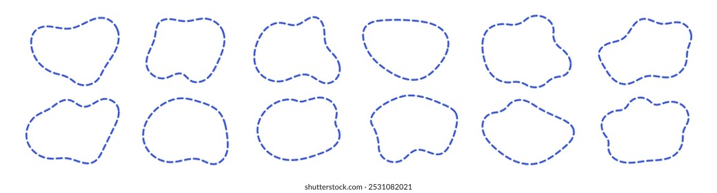 Conjunto de blob de linha traço, ilustração de vetor de forma livre