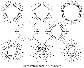 Set of dashed and dotted lines sunshine frames