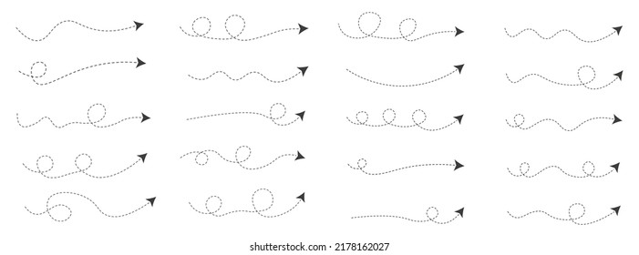 Set of dashed line arrow