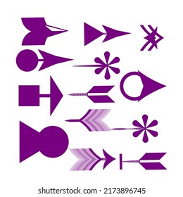 Set of dashed line arrows