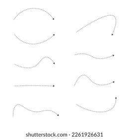 Set of dashed line arrows