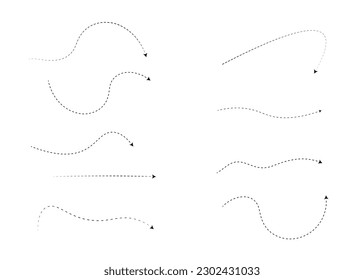 Set of dashed line arrows