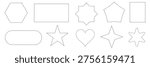 Set of dashed line basic geometric vector shapes. dotted outline of circle, rectangle, square, triangle, heart and star. Icon of cut frame. geometric shape vector art . Vector Illustration . EPS 10 .