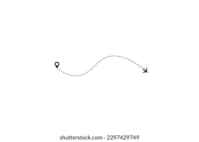 Conjunto de líneas discontinuas de la ruta del coche y la bicicleta con el diseño plano del icono de ubicación