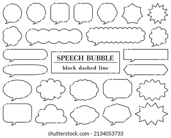 Set of dashed line speech bubbles