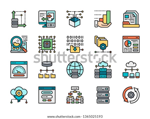 Set Data Analysis Cloud Computing Flat Stock Vector Royalty Free 1365025193 Shutterstock 8965