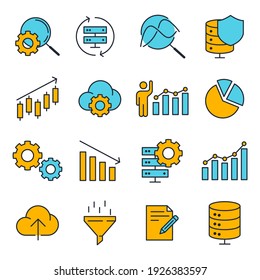 Set Of Data Analysis Icon. Financial Analytics Pack Symbol Template For Graphic And Web Design Collection Logo Vector Illustration