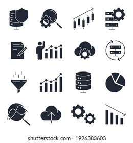 Set Of Data Analysis Icon. Financial Analytics Pack Symbol Template For Graphic And Web Design Collection Logo Vector Illustration