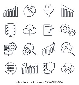 Set Of Data Analysis Icon. Financial Analytics Pack Symbol Template For Graphic And Web Design Collection Logo Vector Illustration