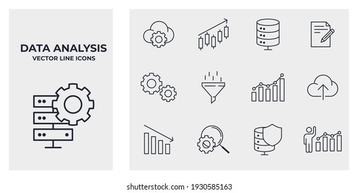 Set Of Data Analysis Icon. Financial Analytics Pack Symbol Template For Graphic And Web Design Collection Logo Vector Illustration