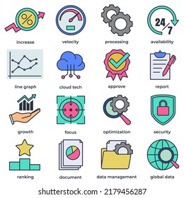 Set of Data analysis icon logo vector illustration. Data Analysis pack symbol template for graphic and web design collection