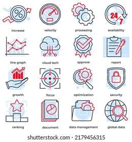 Set of Data analysis icon logo vector illustration. Data Analysis pack symbol template for graphic and web design collection