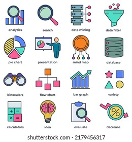 Set of Data analysis icon logo vector illustration. Data Analysis pack symbol template for graphic and web design collection