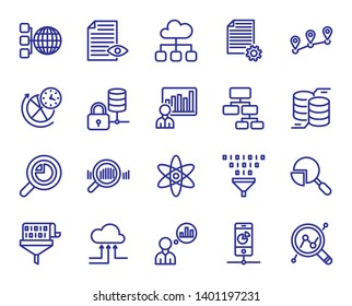 Set of Data Analysis Icons. 64x64 Pixel. Line icons for web and mobile design.