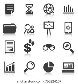 Set of data analysis icons, charts, graphs. Vector illustration