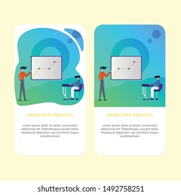  Set of Data Analysis Mobile Aplication page for business, finance, data analysis and marketing. Modern flat design concept. Web page design for website and mobile website. Flat vector illustration.