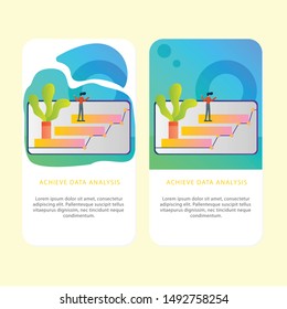  Set of Data Analysis Mobile Aplication page for business, finance, data analysis and marketing. Modern flat design concept. Web page design for website and mobile website. Flat vector illustration.