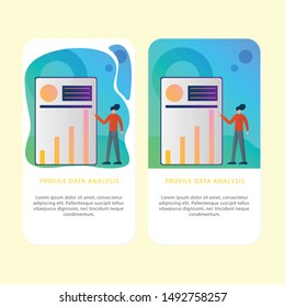  Set of Data Analysis Mobile Aplication page for business, finance, data analysis and marketing. Modern flat design concept. Web page design for website and mobile website. Flat vector illustration.