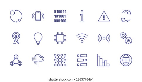 Set of Data Analysis Related Technology Vector Line Icons. Contains such Icons as Charts, Wi-fi, Graphs, Traffic Analysis, Big Data and more. Editable Stroke. 32x32 Pixel Perfect