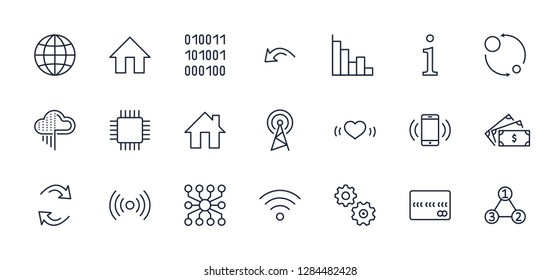 Set of Data Analysis Related Technology Vector Line Icons. Conta