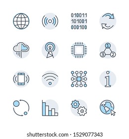 Set of Data Analysis Related Technology Vector Line Icons. Contains such Icons as Charts, Wi-fi, Graphs, Traffic Analysis, Big Data and more. Editable Stroke. 32x32 Pixel Perfect