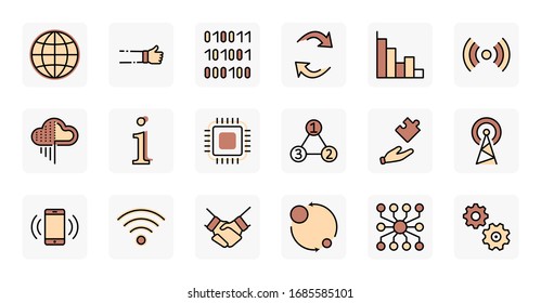 Set of Data Analysis Related Technology Vector Line Icons. Contains such Icons as Charts, Wi-fi, Graphs, Traffic Analysis, Big Data and more. Editable Stroke. 32x32 Pixel Perfect