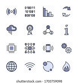 Set of Data Analysis Related Technology Vector Line Icons. Contains such Icons as Charts, Wi-fi, Graphs, Traffic Analysis, Big Data and more. Editable Stroke. 32x32 Pixel Perfect