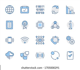 Set of Data Analysis Related Technology Vector Line Icons. Contains such Icons as Charts, Wi-fi, Graphs, Traffic Analysis, Big Data and more. Editable Stroke. 32x32 Pixel Perfect