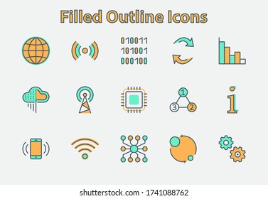Set of Data Analysis Related Technology Vector Line Icons. Contains such Icons as Charts, Wi-fi, Graphs, Traffic Analysis, Big Data and more. Editable Stroke. 32x32 Pixel Perfect