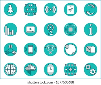 Set of Data Analysis Related Technology Vector Line Icons. Contains such Icons as Charts, Wi-fi, Graphs, Traffic Analysis, Big Data and more. Editable Stroke. 32x32 Pixel Perfect