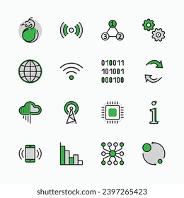 Set of Data Analysis Related Technology Vector Line Icons. Contains such Icons as Charts, Wi-fi, Graphs, Traffic Analysis, Big Data and more. Editable Stroke. 32x32 Pixel Perfect